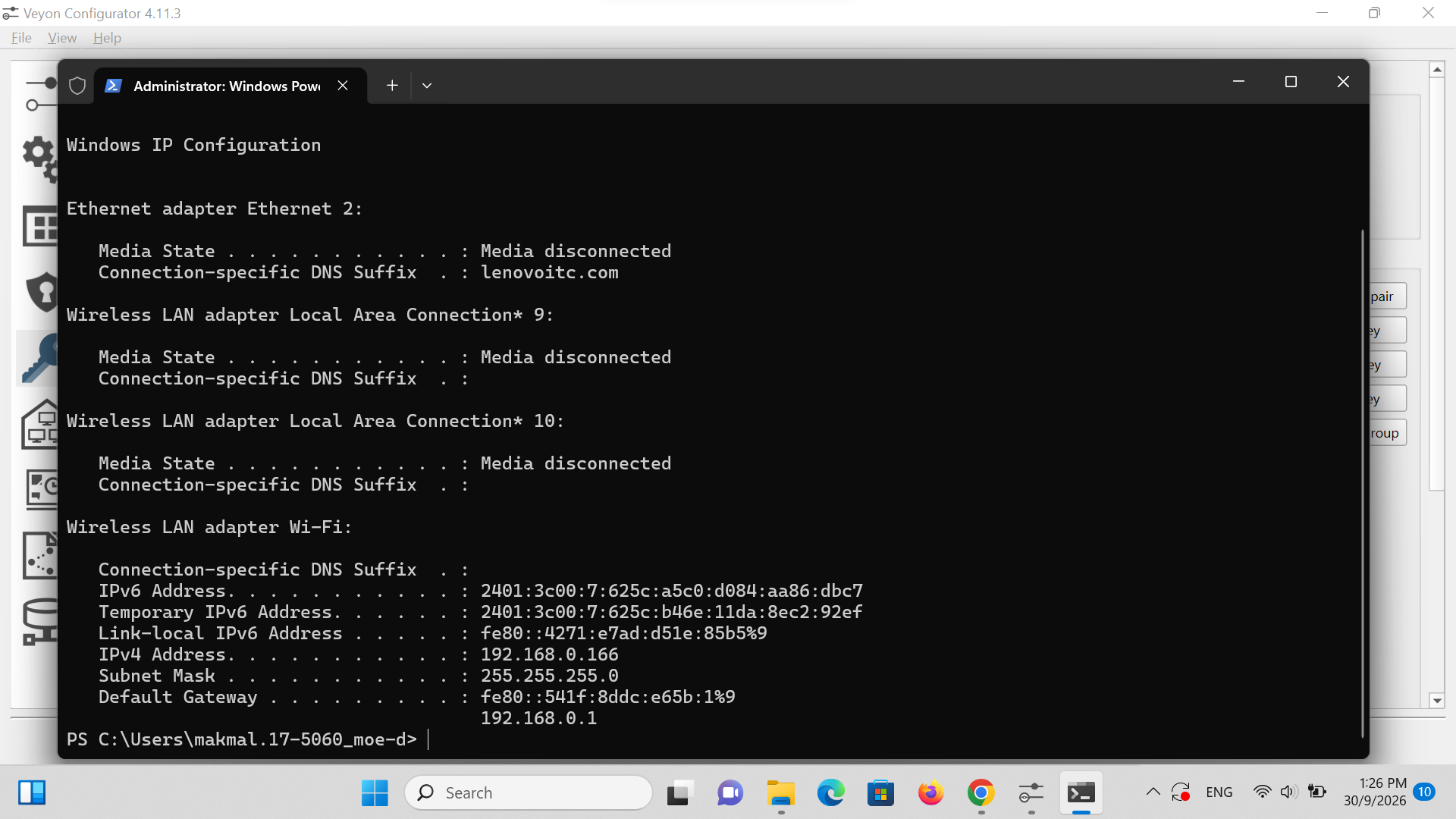 Langkah 19: Run ipconfig & Record IPv4 Address with Laptop Label